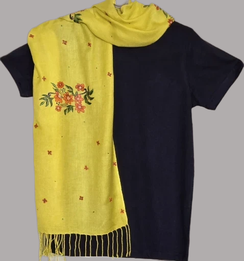 Yellow Floral Scarf with tshirt