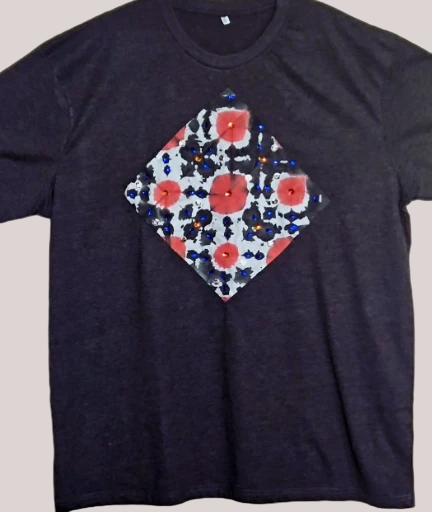 Tie and dye patched  greyish black Graphic T-Shirt..XXL Size