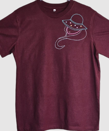 Non Gildan handpainted Maroon cotton  T-shirt..Medium size