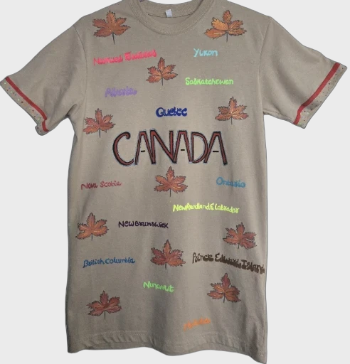 Non Gildan handpainted Canada-themed t-shirt..Small size 