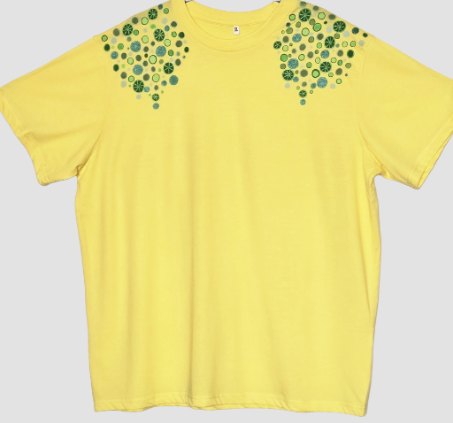 Non Gildan Yellow T-Shirt with Decorative Shoulder Pattern XL size 