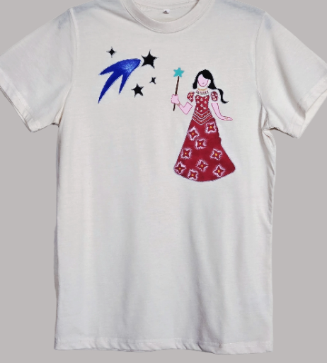 Non Gildan handpainted Fairy Themed Beige T-Shirt small size