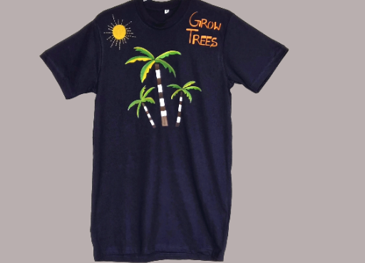 Non Gildan Navy blue Grow Trees Graphic T-Shirt small size
