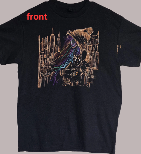 Gildan cotton Black Bleach painting T-Shirt Medium size