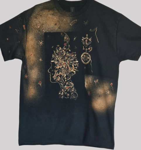 Gildan cotton Bleach painted Black T-shirt Medium size 