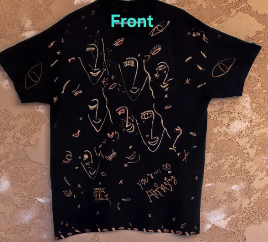 Bleach Abstract Faces Black Gildan T-Shirt XL 