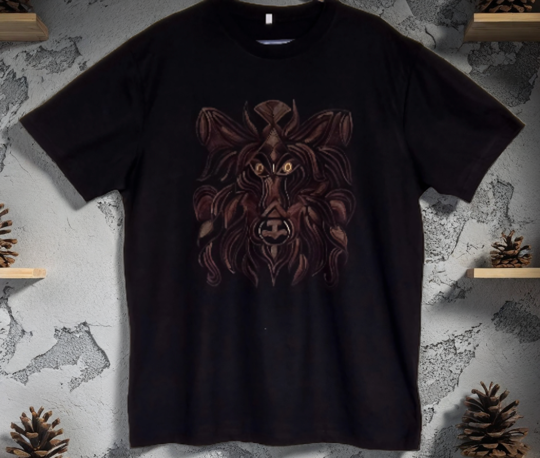 Non Gildan Bleach art Black T-Shirt Wolf Head Design  XL size 