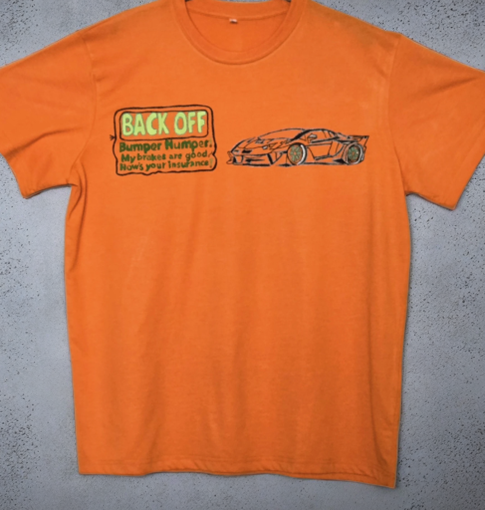 Non Gildan Orange handpainted Graphic T-Shirt large size