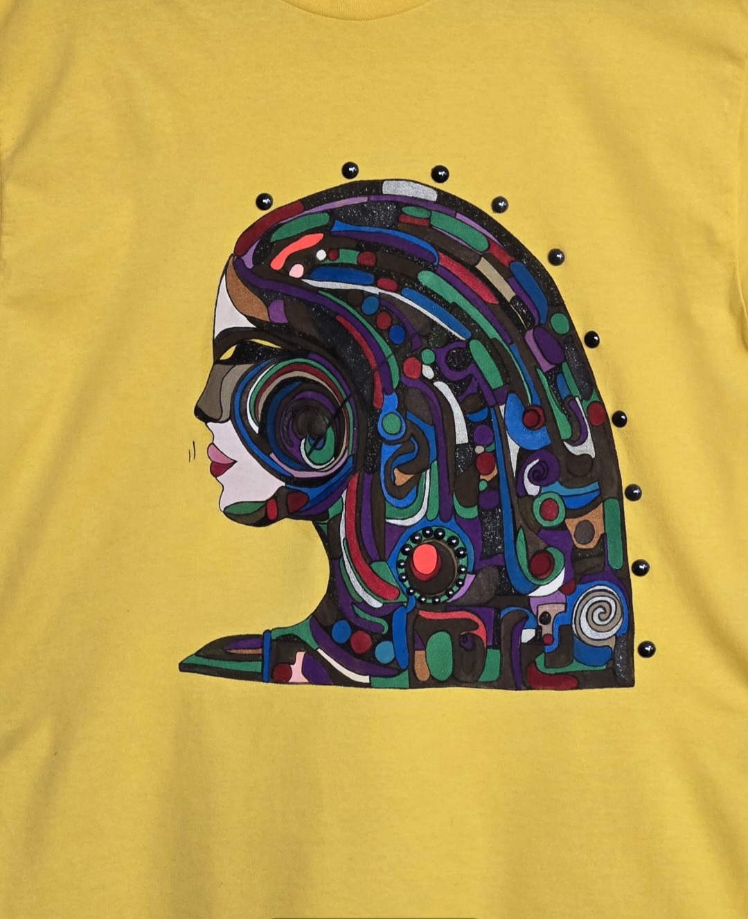 Premium Gildan cotton handpainted Yellow Graphic T-Shirt large size 