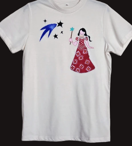 Non Gildan handpainted Fairy Themed Beige T-Shirt small size