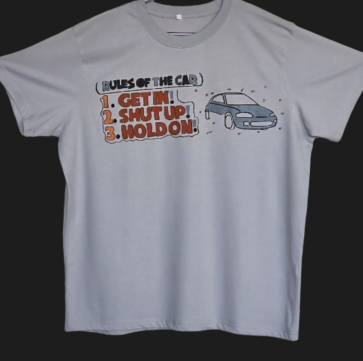 handpainted Rules of the Car light grey T-Shirt large size 
