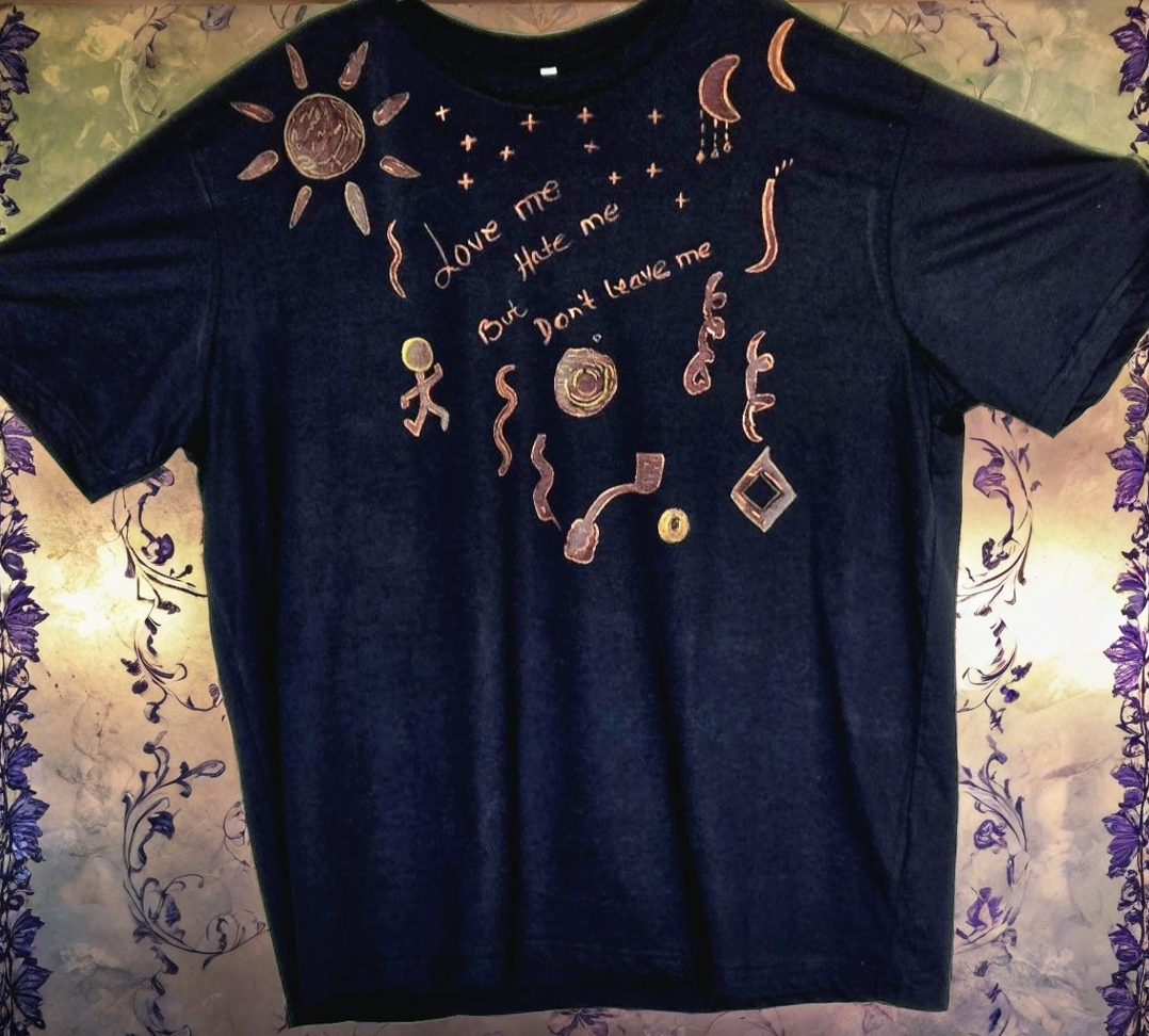 Non Gildan Bleach Hand-painted  Navy blue  Cotton T-shirt XL size