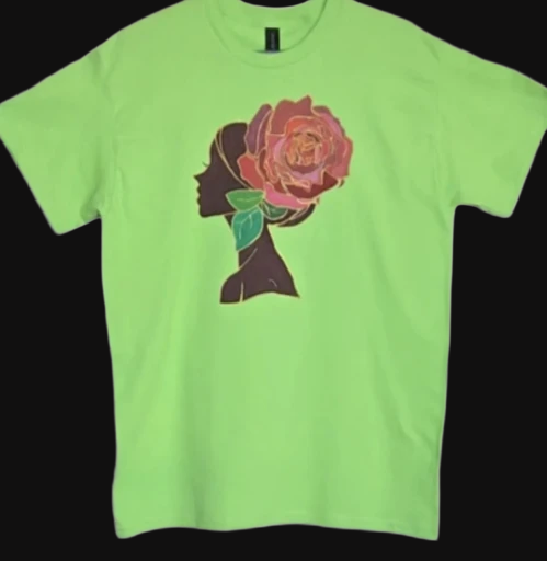 Gildan handpainted Floral african woman T-Shirt M- size