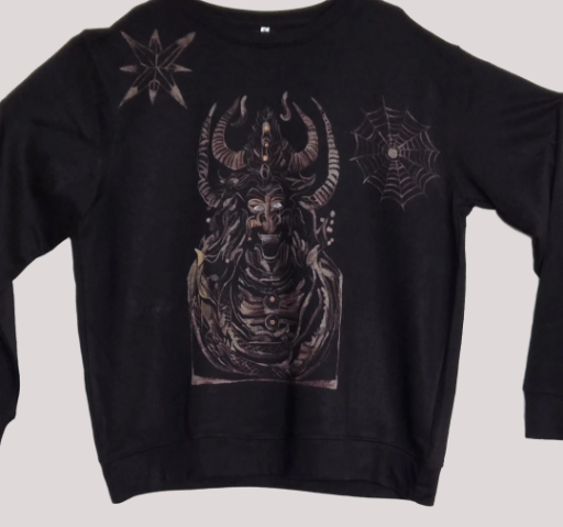 Black Sweatshirt with Mythical bleach painting XL size