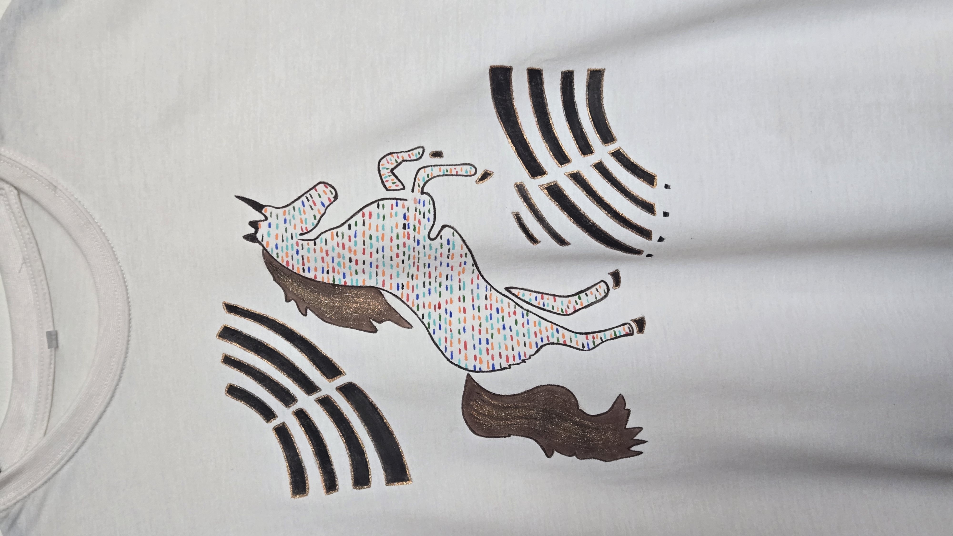 Unicorn offwhite  Graphic handpainted T-Shirt XL size 