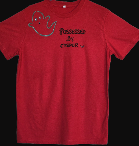 Non Gildan Handpainted Red T-Shirt  casper design medium size 