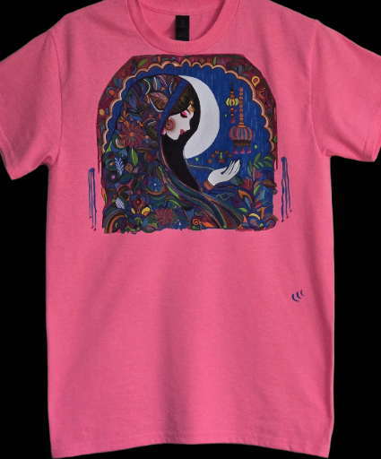 Gildan Pink Artistic handpainted mughal queen T-Shirt small size 