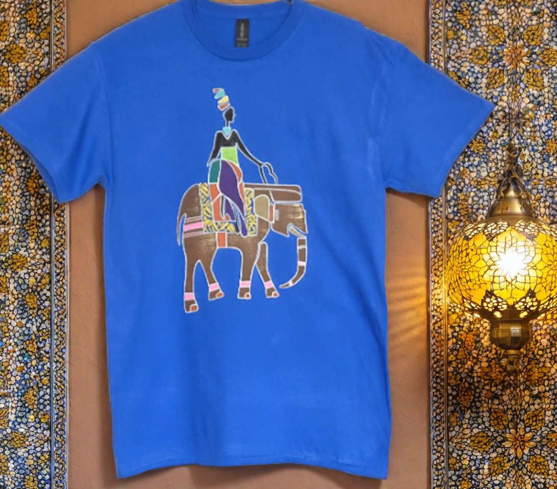 Gildan Cottonhandpainted  Blue Graphic T-Shirt Medium size 