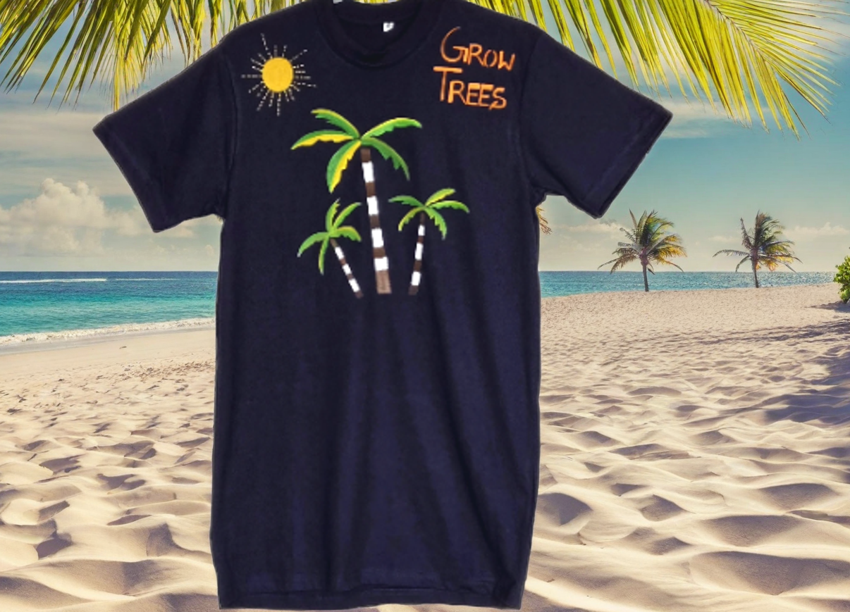 Non Gildan Navy blue Grow Trees Graphic T-Shirt small size