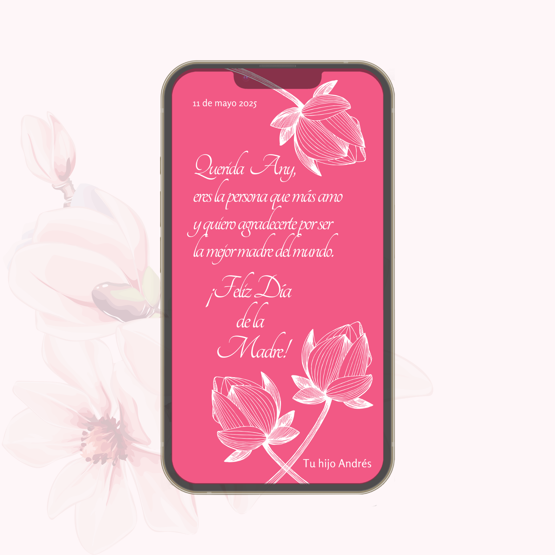 Tarjeta Botones Magnolio Día de la Madre Dinámica