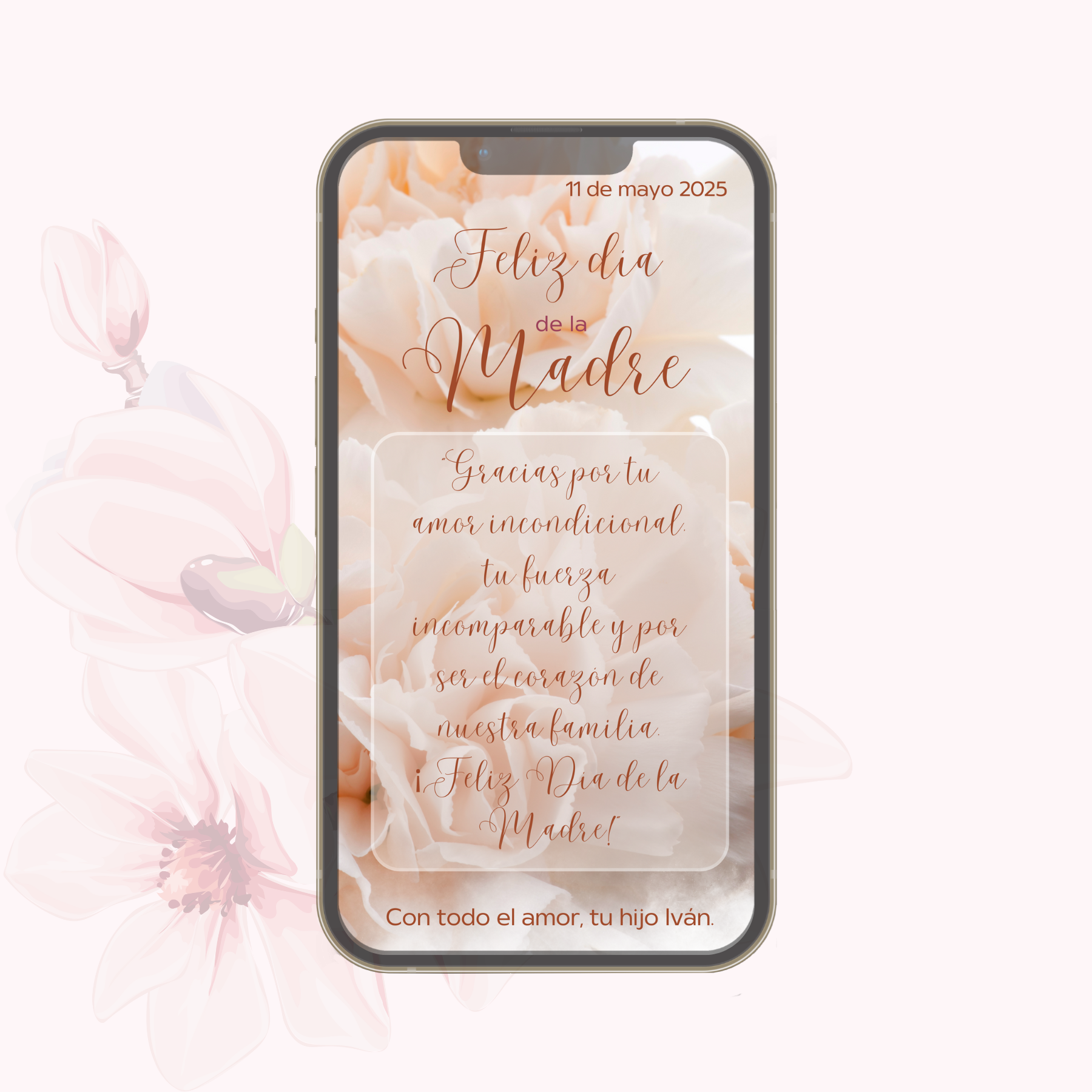 Tarjeta rosas amarillas Día de la Madre Dinámica