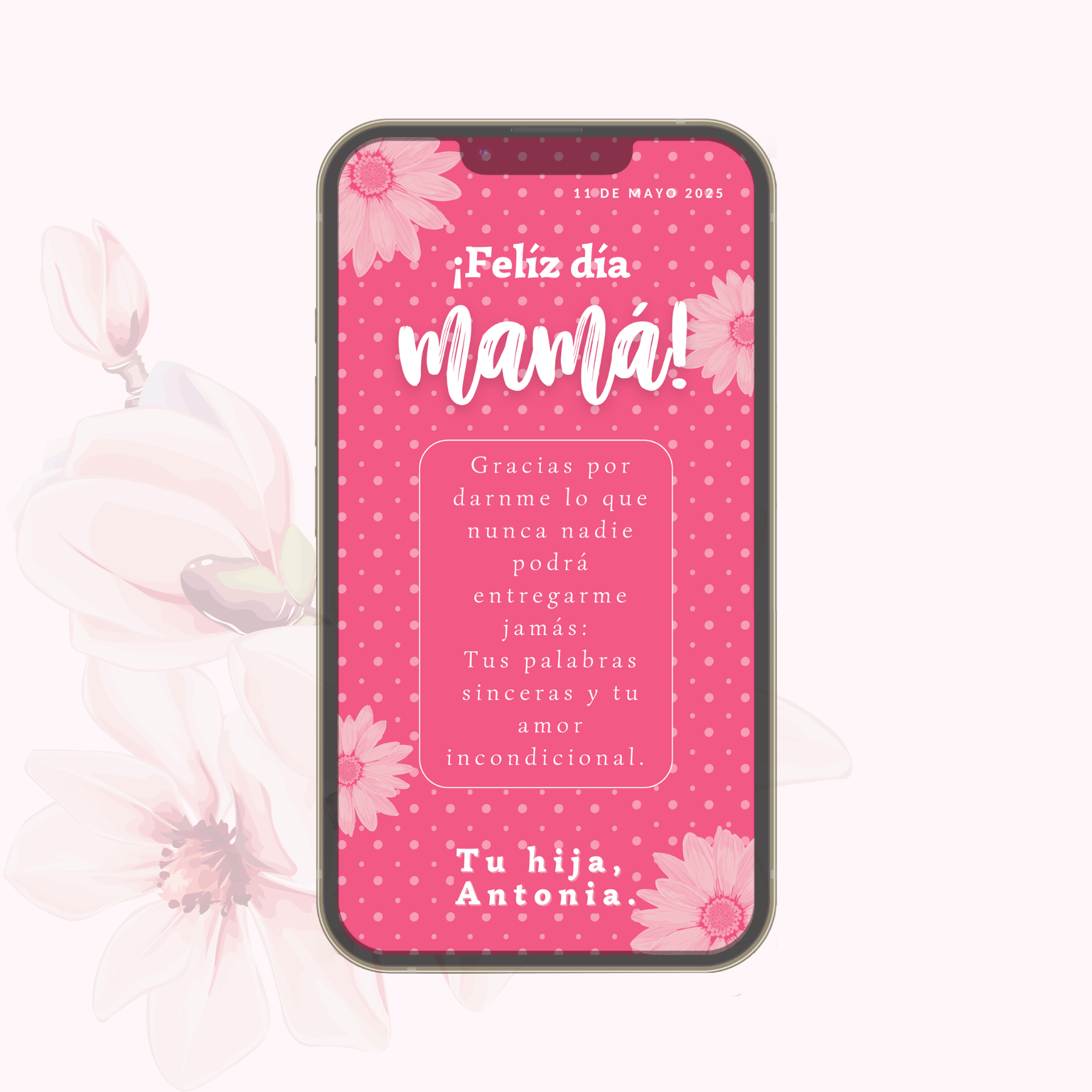 Tarjeta Crisantemo Día de la Madre Dinámica