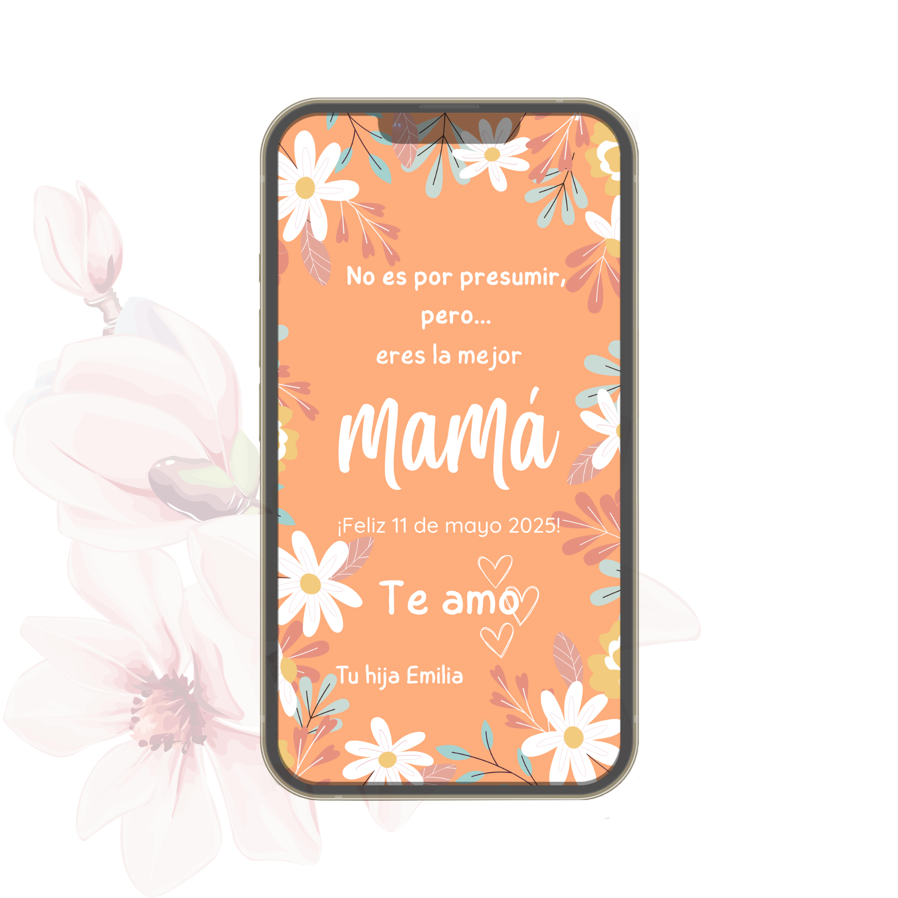 Tarjeta Margaritas blancas Día de la Madre Dinámica