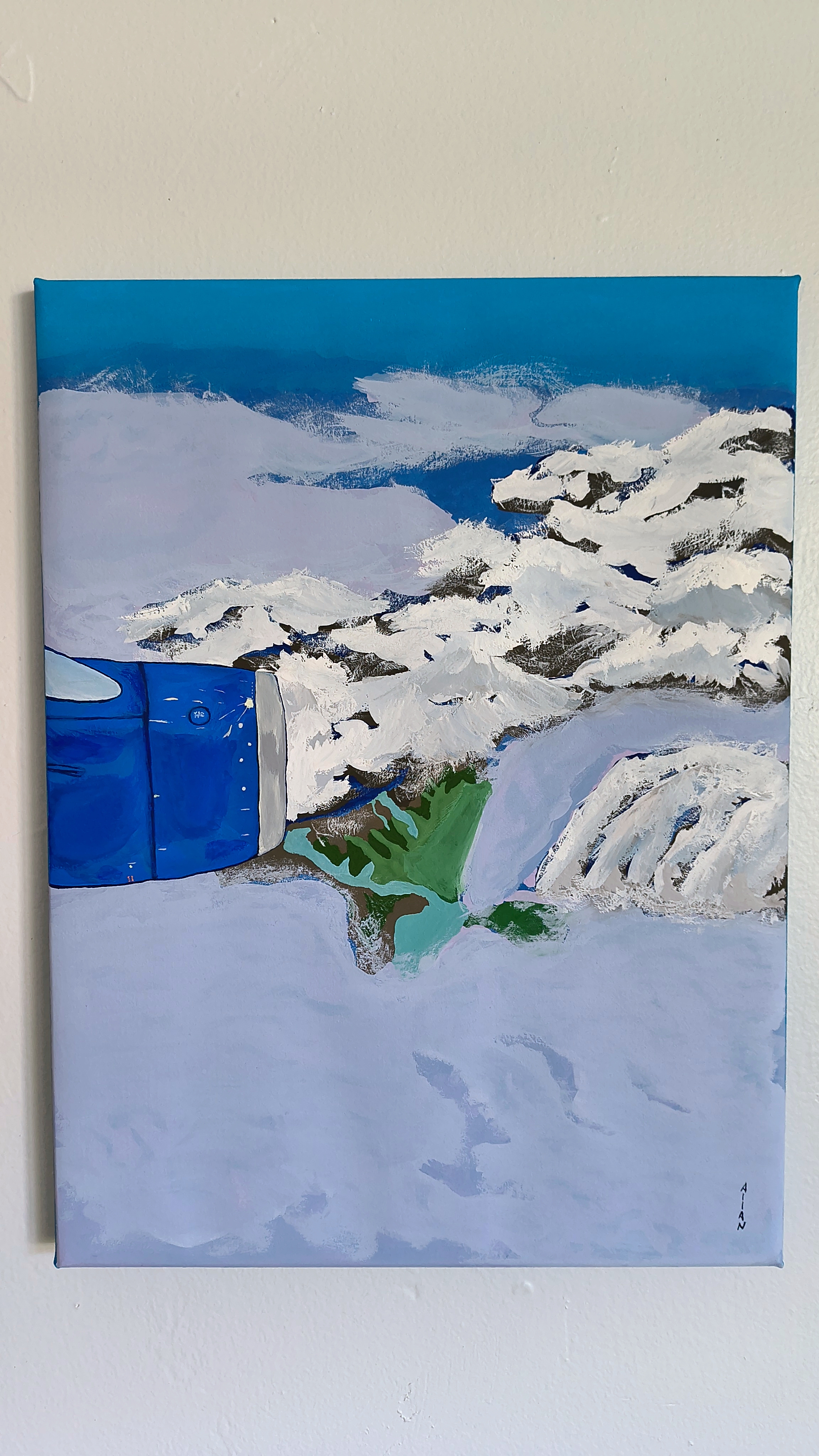 Alaska mountains thru a window