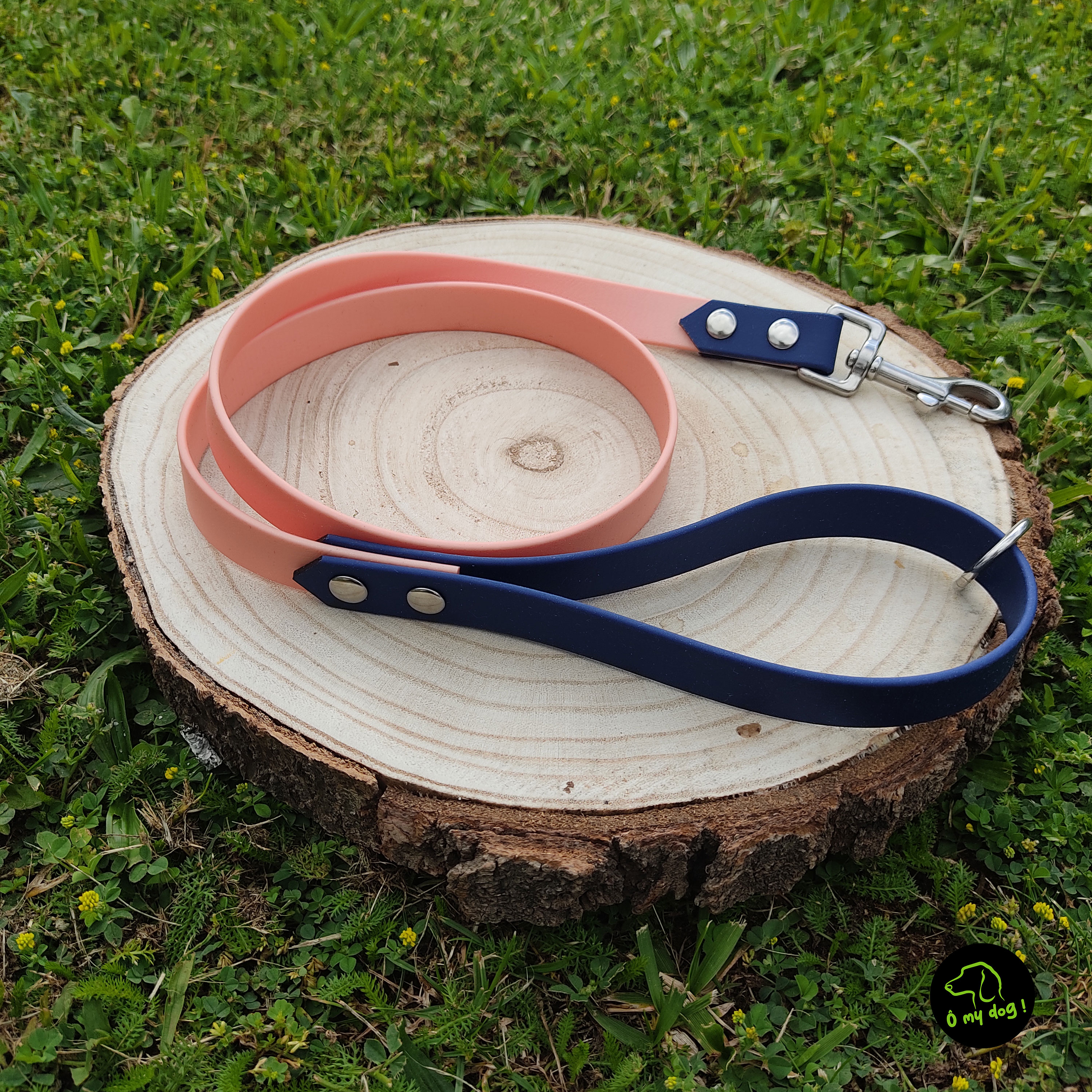 Laisse Bicolore Bleu Navy & Rose Gold