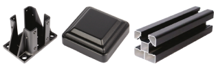 Poteau d'aluminium 6' ou 8' Noir (Ensemble avec base)