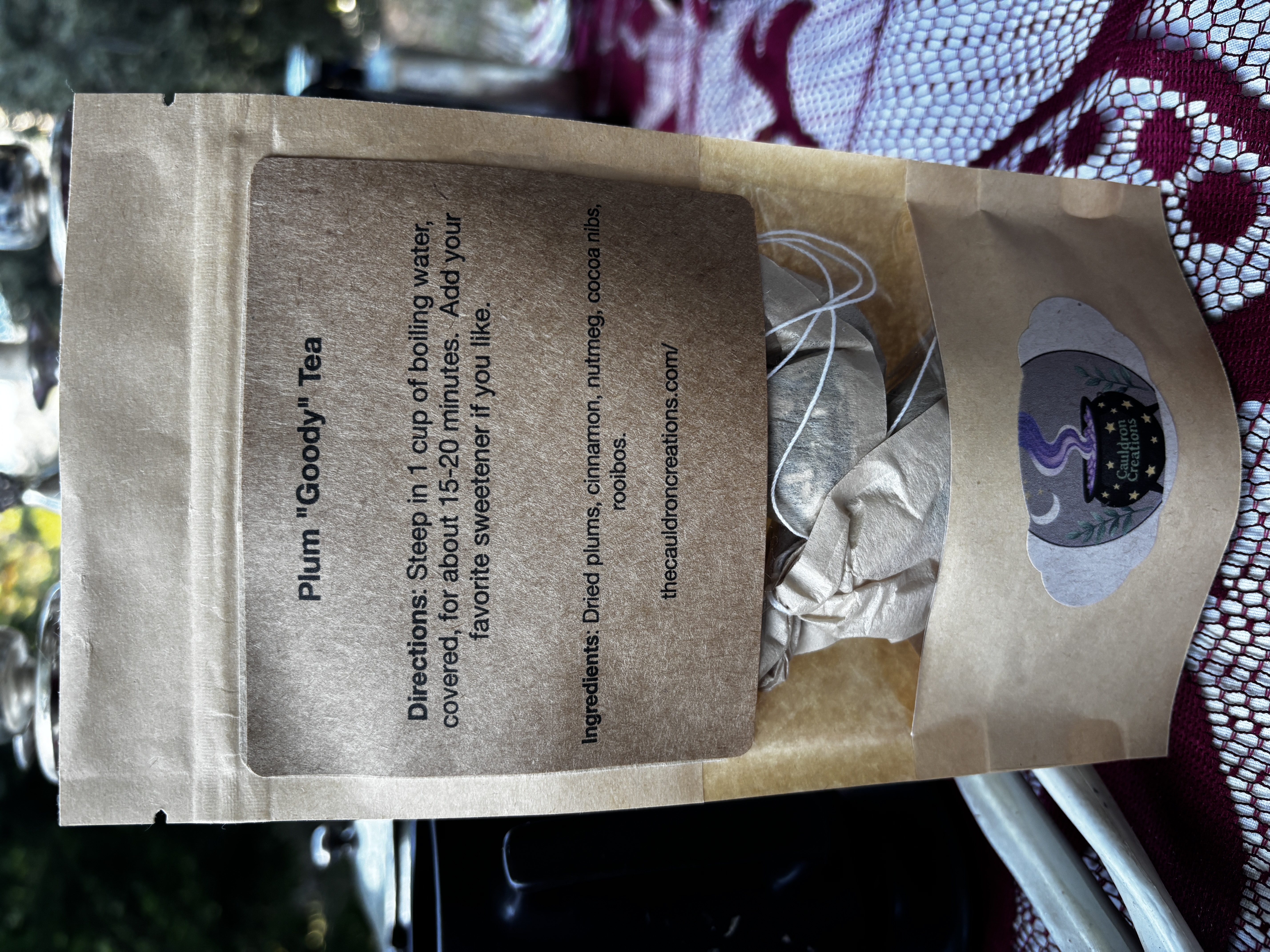 Plum "Goody" Tea with or without caffeine.  (single bag or pack of 7)