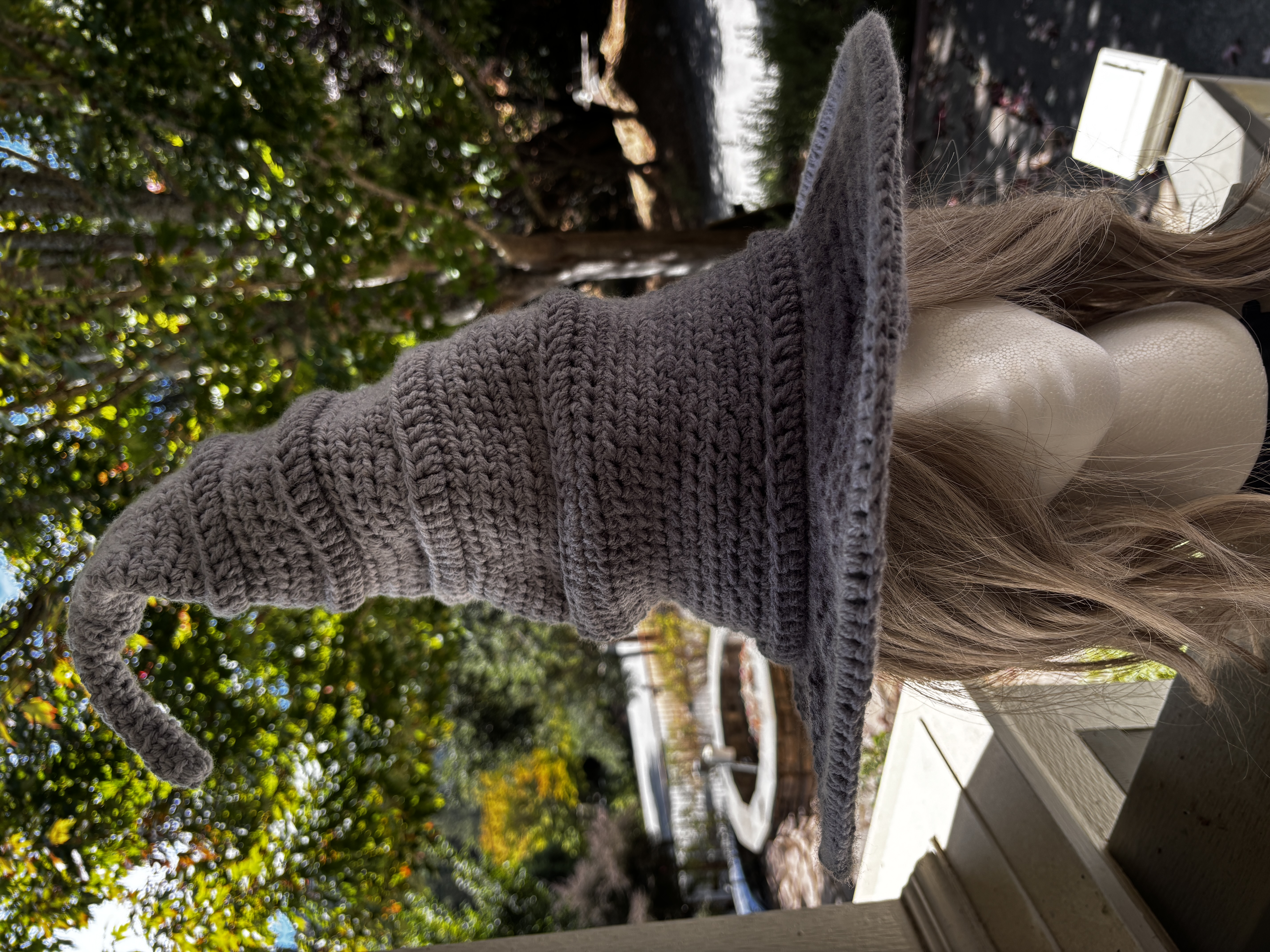Whimsical Crocheted Witch’s Hat With Crystal Dangle