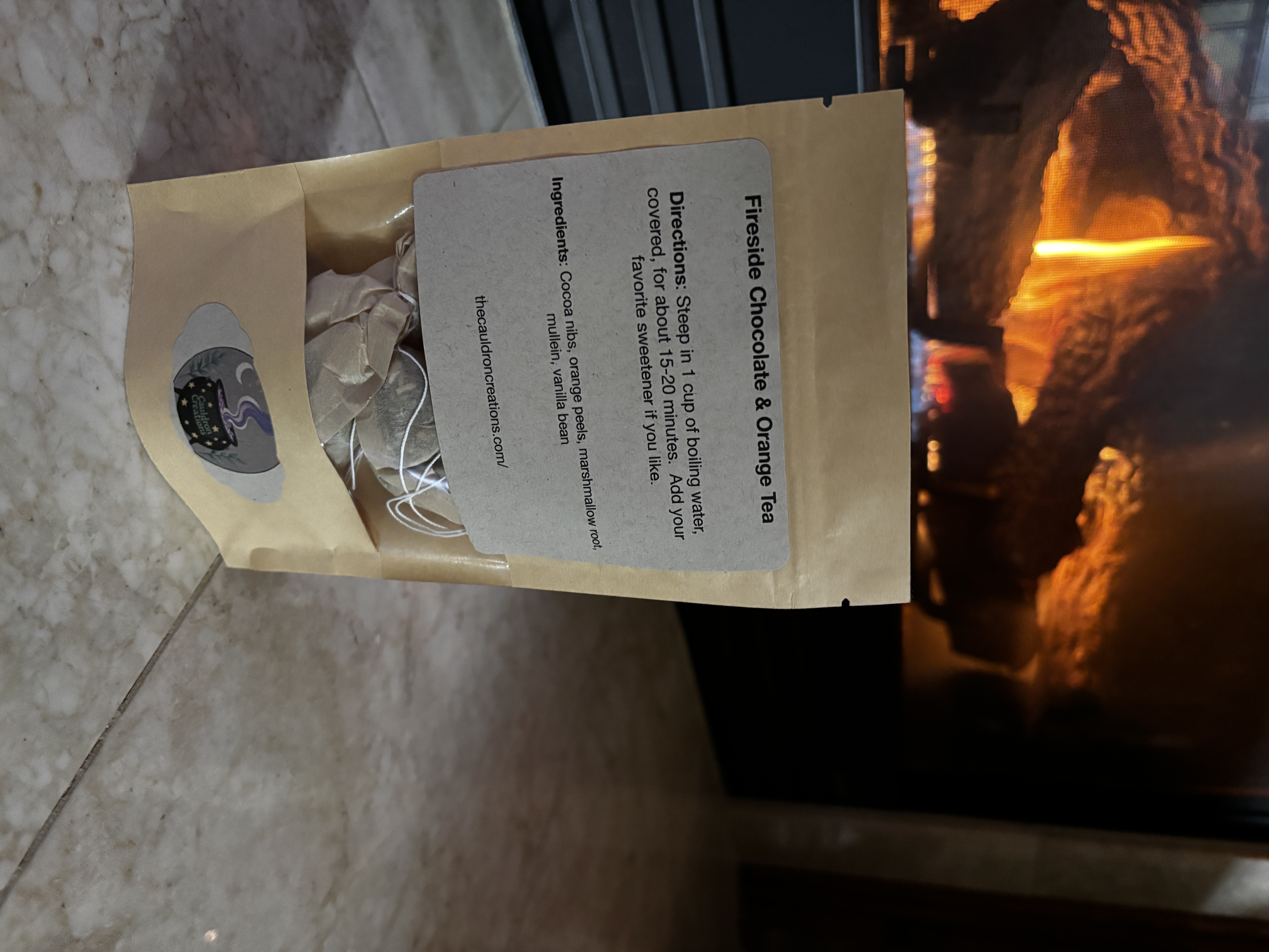 Fireside Chocolate and Orange Tea (single tea bag or 7 teabags)