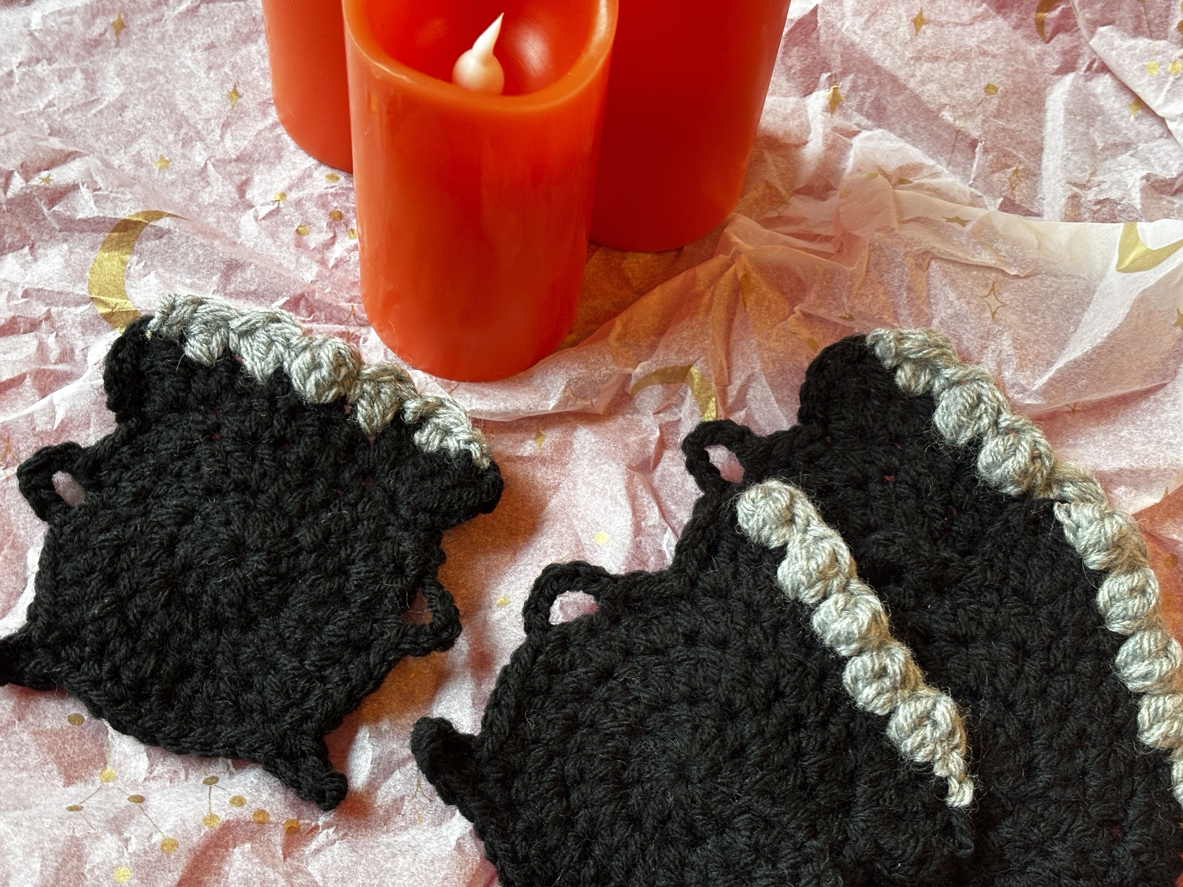 Handmade Crochet Cauldron Coaster Set (4)