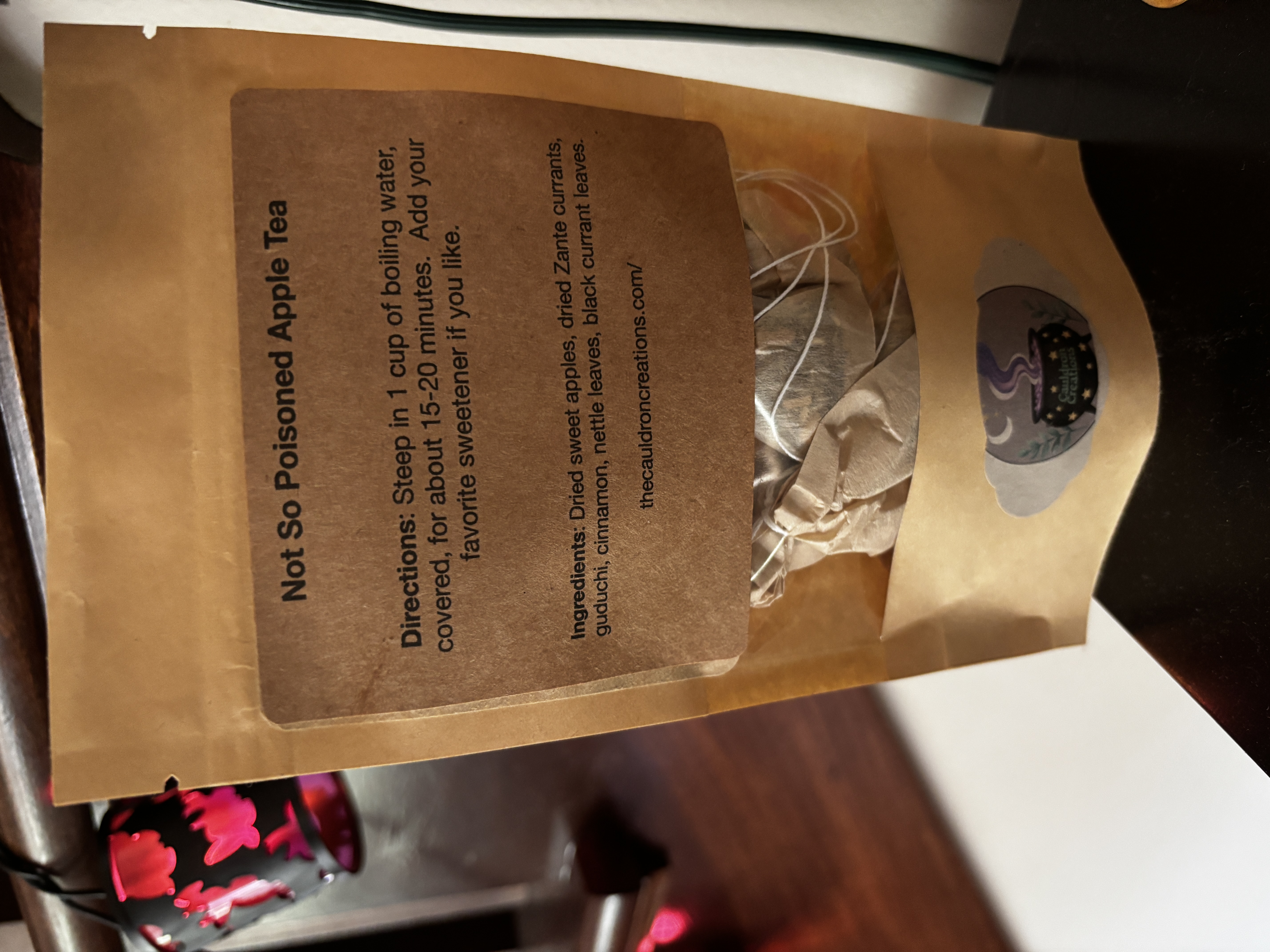 Not-So-Poisoned Apple Tea, with or without caffeine (single bag or pack of 7)