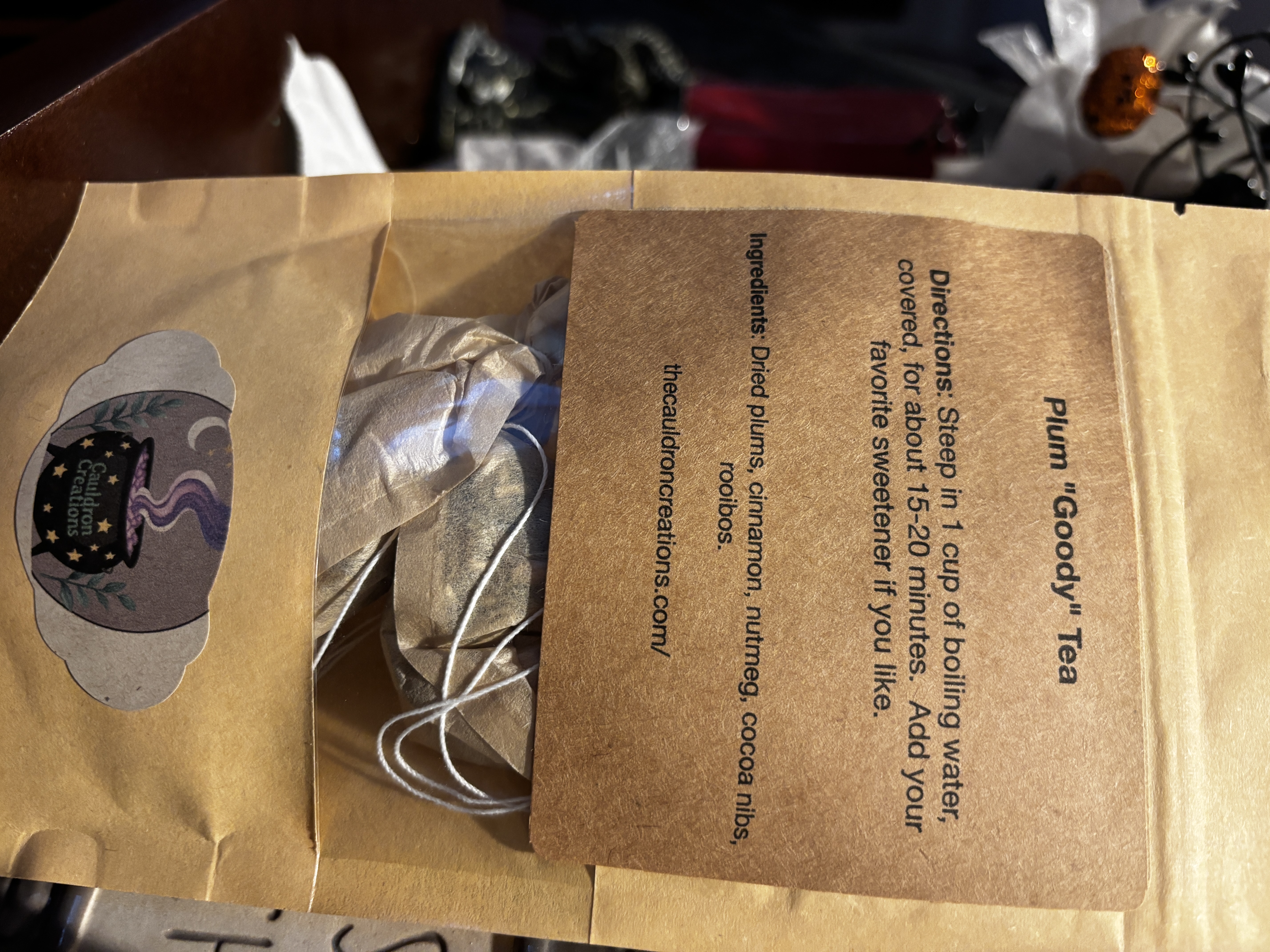 Plum "Goody" Tea with or without caffeine.  (single bag or pack of 7)