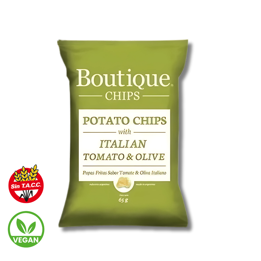 Chips de Papas Sabor Tomate & Oliva Italiano x 65g - Boutique Chips