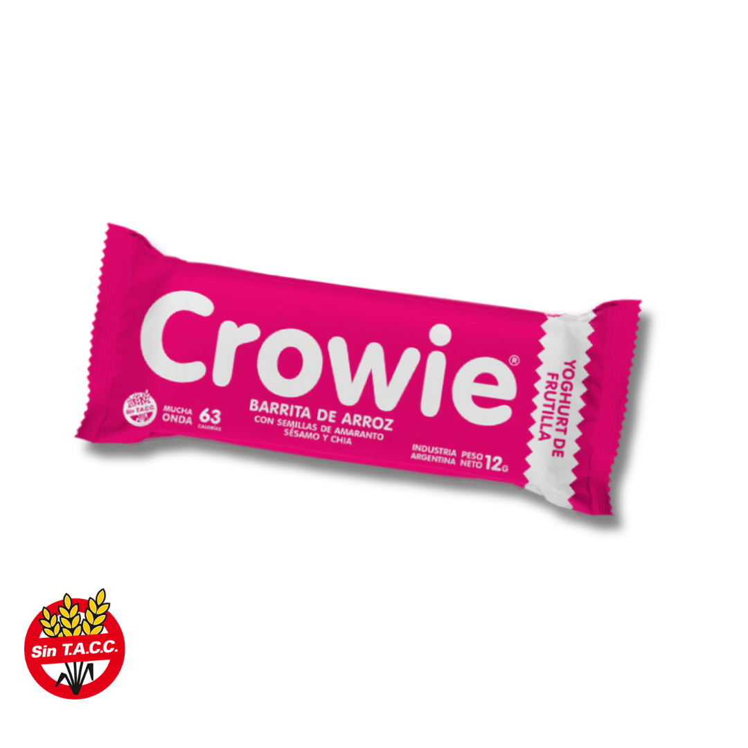 Barra de Arroz con Cobertura de Frutilla x 12g - Crowie