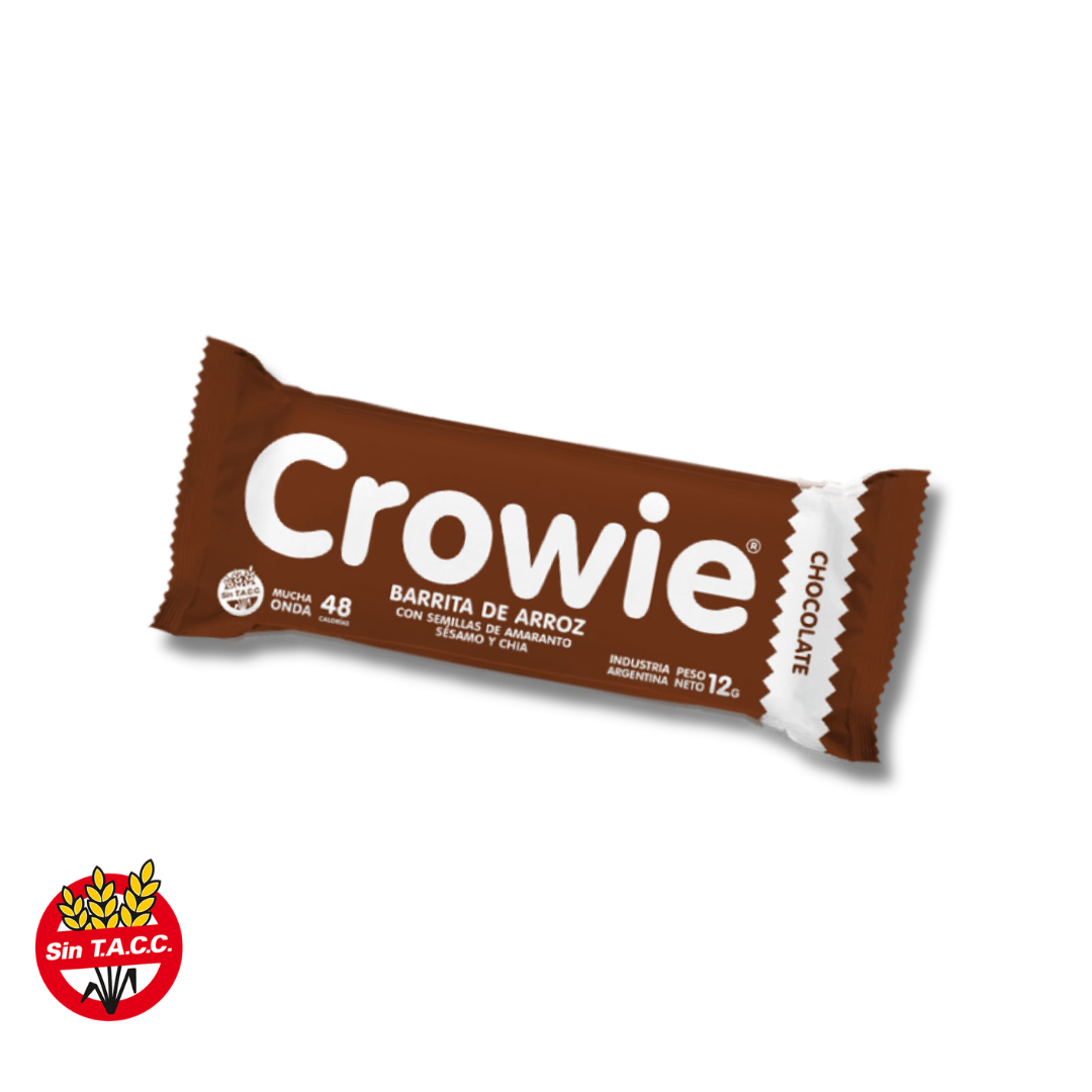 Barra de Arroz con Cobertura de Chocolate Negro x 12g - Crowie