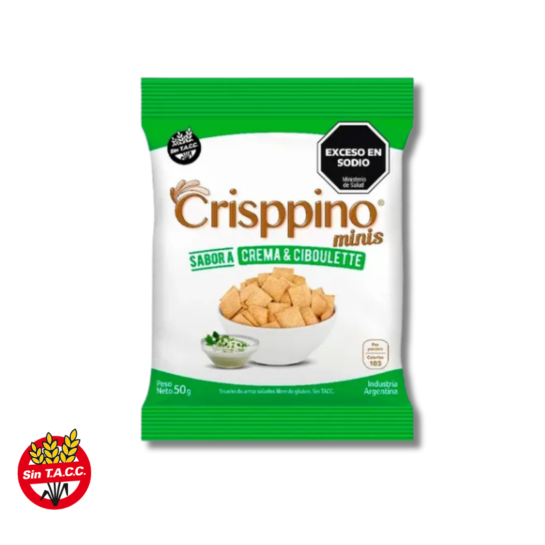 Galletitas de Arroz Sabor Crema y Ciboulette x 50g - Crisppino