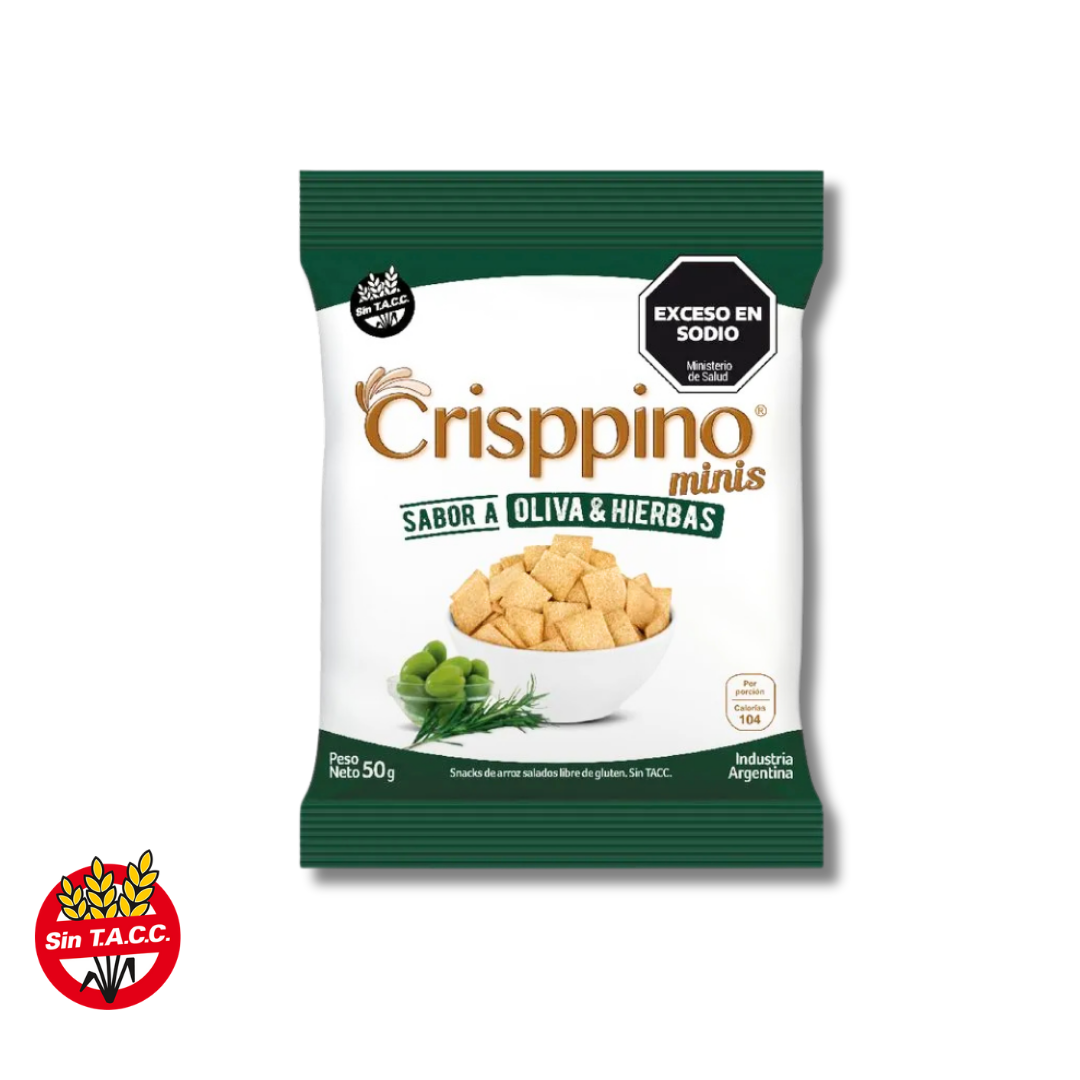 Galletitas de Arroz Sabor Oliva y Hierbas x 50g - Crisppino