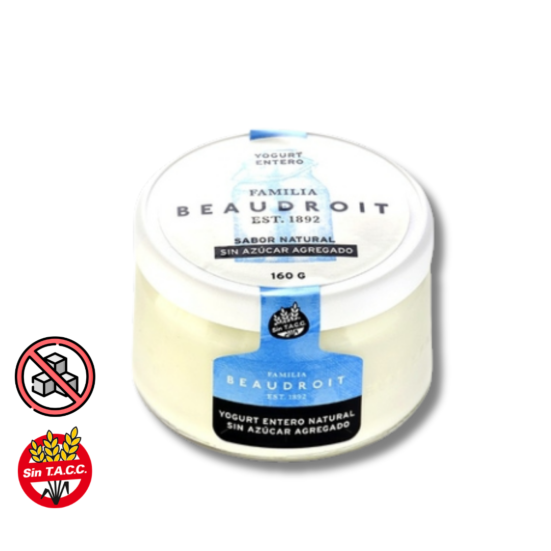 Yogurt Natural Sin Azucar x 160g - Beaudroit