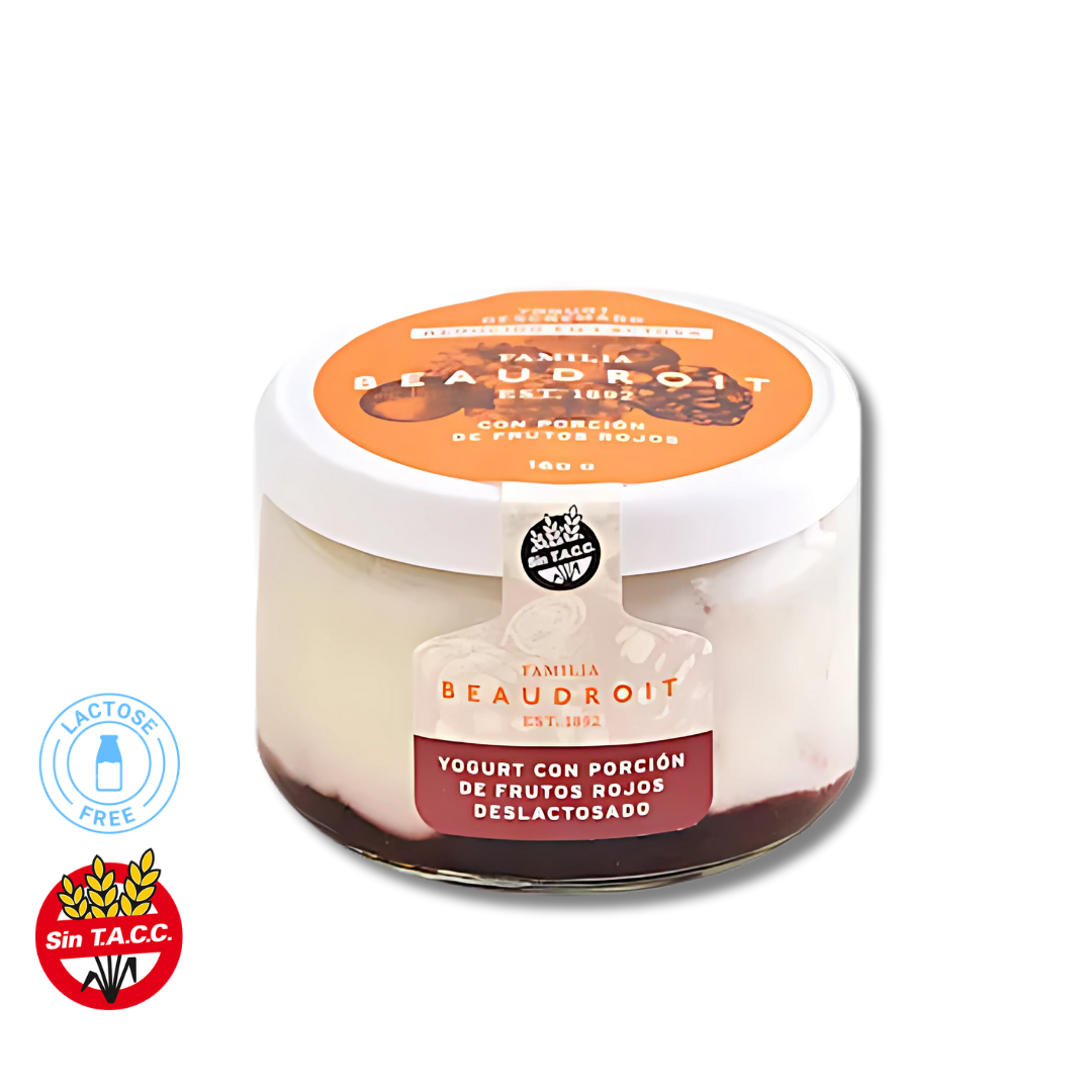Yogurt Descremado Deslactosado 95% Sabor Frutos del Bosque x 160g - Beaudroit