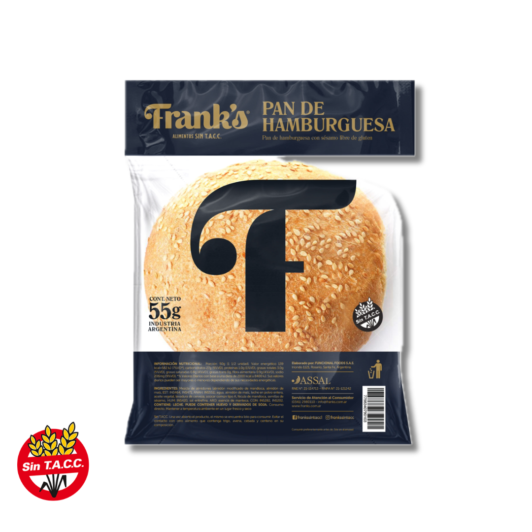 Pan de Hamburguesa con Sesamo x 55g - Franks
