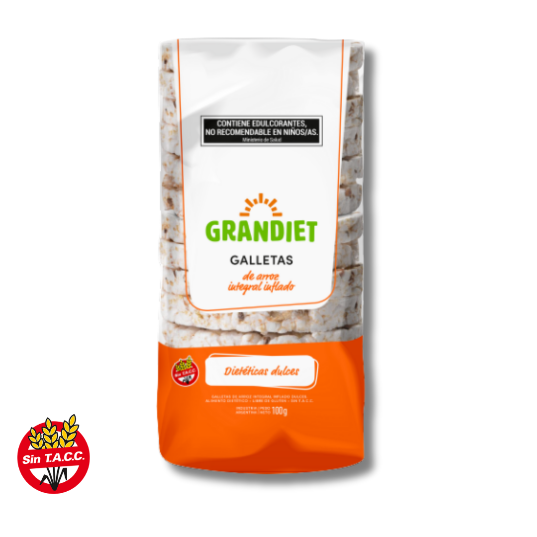 Galletas de Arroz Integral Inflado con Sal x 100g - Grandiet