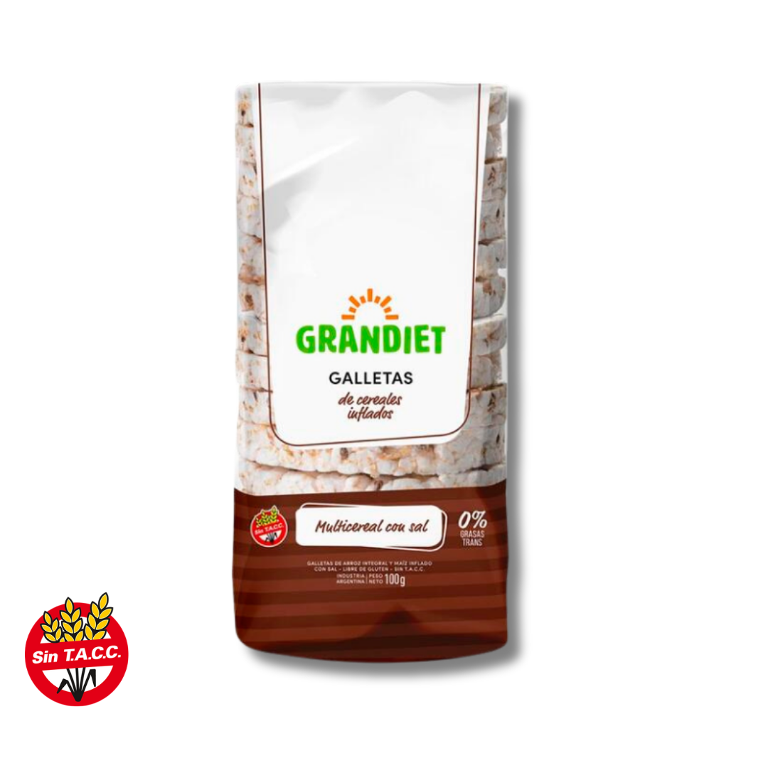 Galletas de Cereales Inflados Multicereal con Sal x 100g - Grandiet