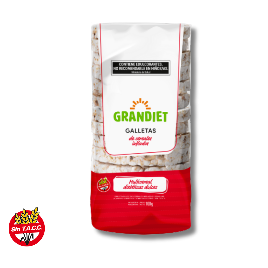 Galletas de Cereales Inflados Multicereal Dieteticas Dulces x 100g - Grandiet