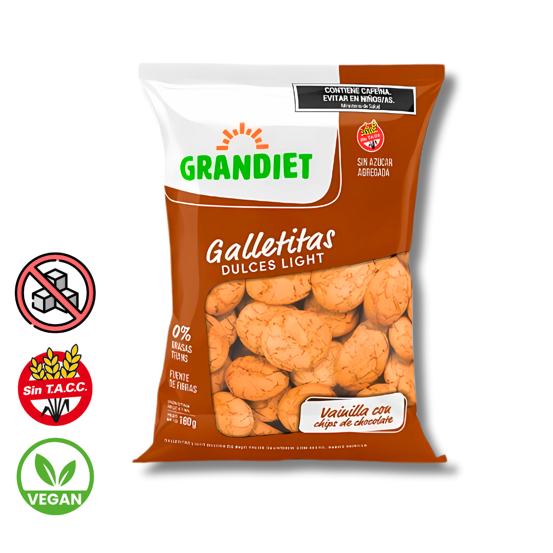Galletitas Light Vainilla con Chips de Chocolate x 180g - Grandiet