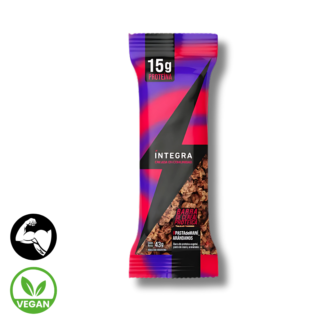 Barrita de Cereal Proteica Pasta de Mani y Arandanos x 43g - lntegra