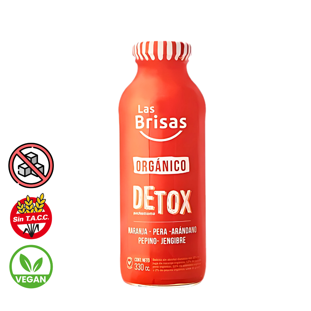 Jugo Detox Organico Naranja, Pera, Pepino, Arandano y Jengibre x 330ml - Las Brisas